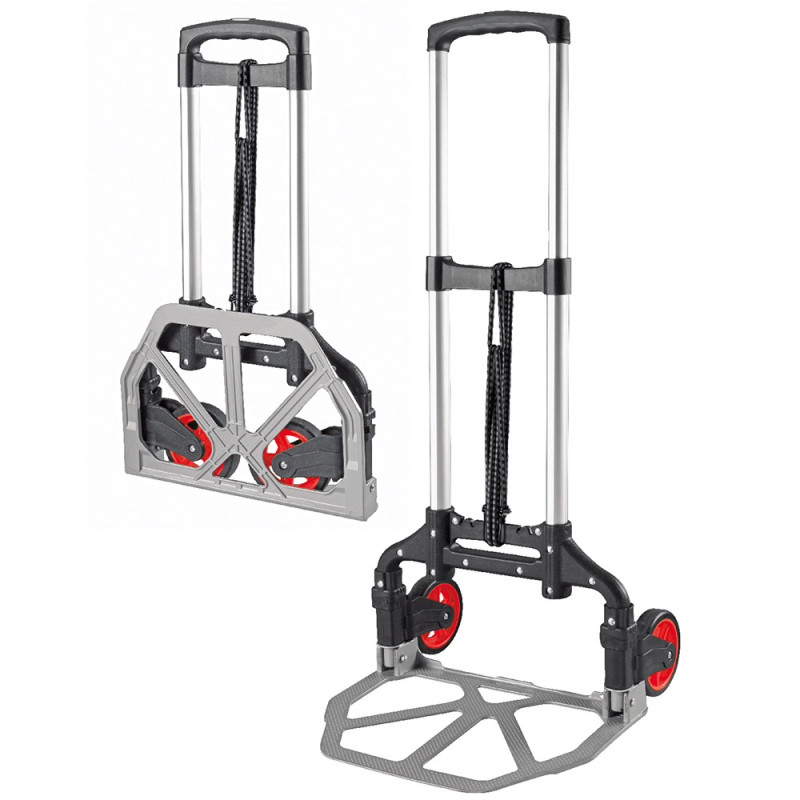 CARRELLO PORTATUTTO CON MANICO TELESCOPICO E RUOTE RICHIUDIBILI IN ALLUMINIO  CON PORTATA 100KG IDEALE PER OGNI ESIGENZA - VALEX