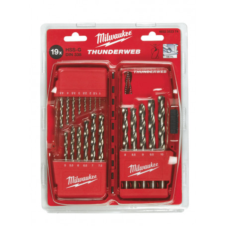 Set Punte Trapano Cassetta Thunderweb Hss-G Cassetta 19 Pz. Milwaukee