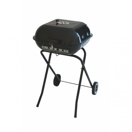 2193240BARBECUE QUADRATO CON COPERCHIO E 2 RUOTE 48X46X42 - BBQ KOOPER