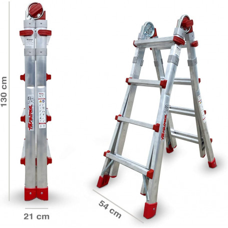 Scala telescopica FARAONE in alluminio 10 + 10 gradini per lavori