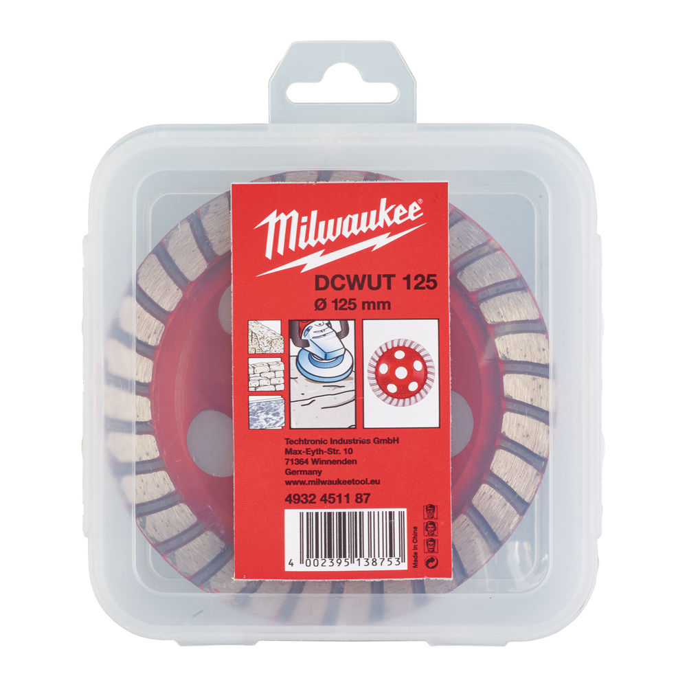 MOLA DIAMANTATA TURBO DCWUT BLOCCHI CEMENTO CALCE ARENARIA 125MM MILWAUKEE PRODOTTIFERRAMENTA 4932451187 4002395138753